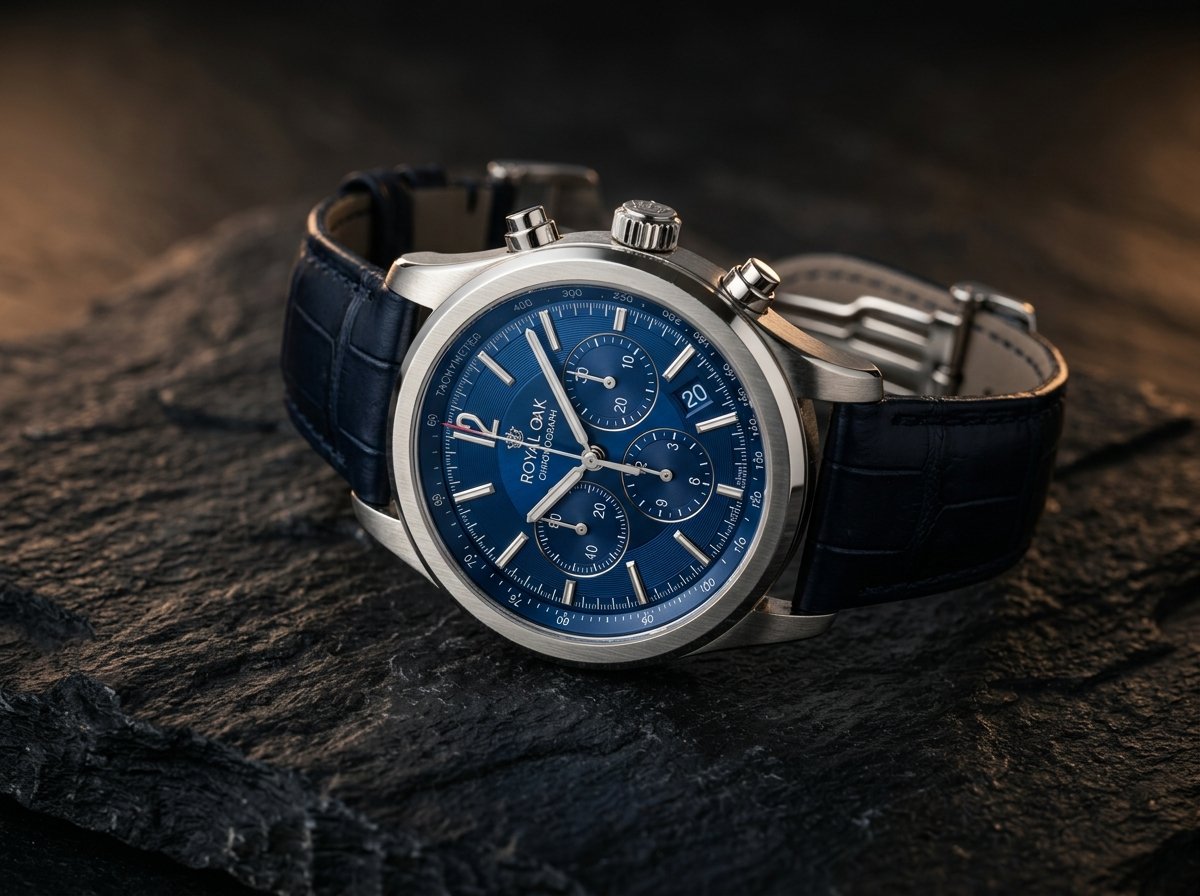 18-karat gold watch with sunburst dial