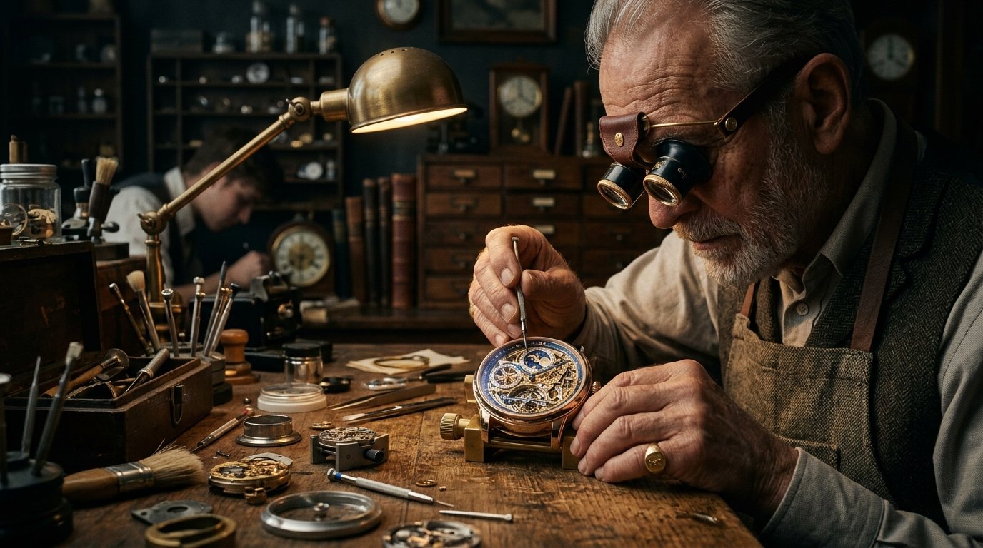 A master watchmaker at work in the Maison Horlogerie atelier
